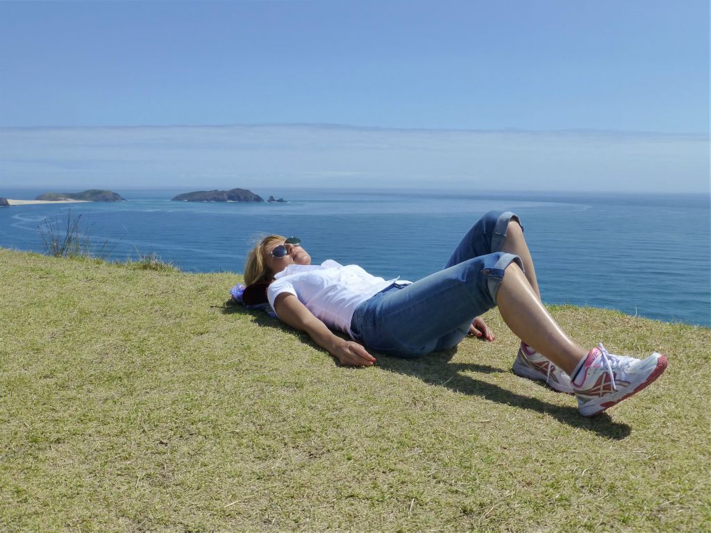 Cape Reinga, generally regarded the northern-most tip of New Zealand.  A well-earned rest!